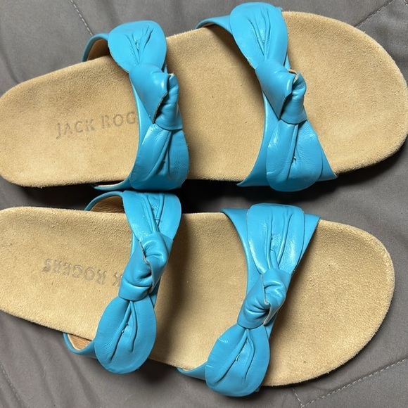 Jack Rogers Blue Turquoise Double Knotted Leather Comfort Sandals Size 6 NWOT - Picture 8 of 8